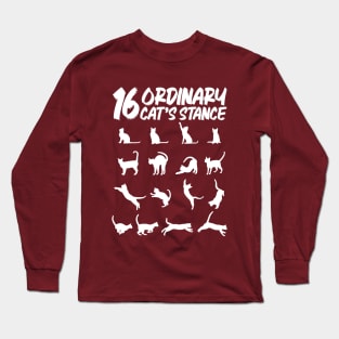 16 positions of a cat - funny tee cats Long Sleeve T-Shirt